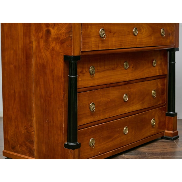 19th Century French Empire Walnut Commode With Ebonized Columns, Early 19th Century For Sale - Image 5 of 13
