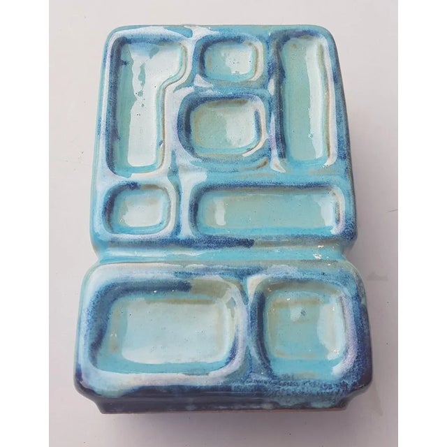 Rectangular Turquoise Ceramic Vase For Sale - Image 4 of 6