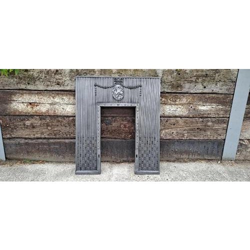 Metal Antique Cast Iron Georgian Fireplace Insert For Sale - Image 7 of 17