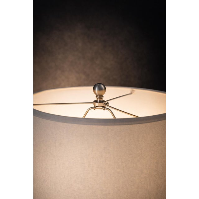 Late 20th Century Large Textural Ribbed Ceramic Table Lamp – Coastal Neutral For Sale - Image 4 of 12