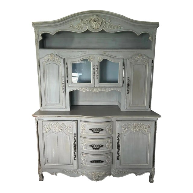 Antique French Blue Painted Cupboard For Sale