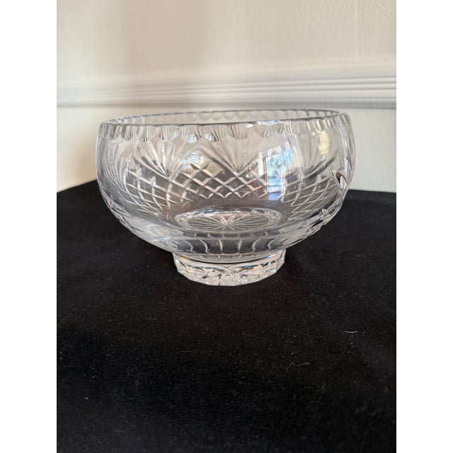 Transparent Vintage Waterford Style, Essex by Crystal Clear Footed Hand Cut Crystal Rose Bowl For Sale - Image 8 of 8