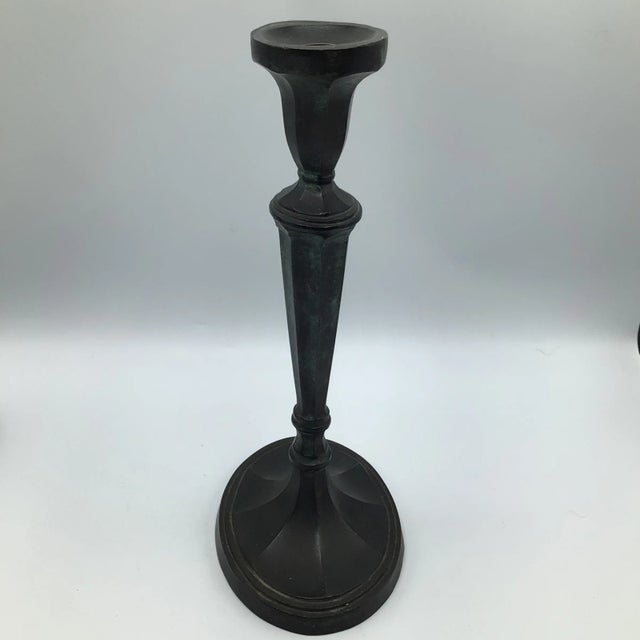 Bronze Georgian Style Candle Holders - A Pair For Sale - Image 9 of 13