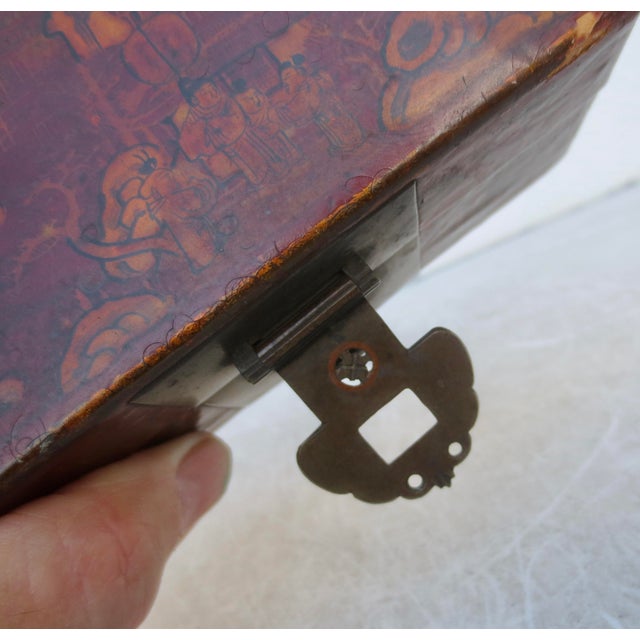 Late 19th Century Antique Chinese Leather Card Box For Sale - Image 5 of 10