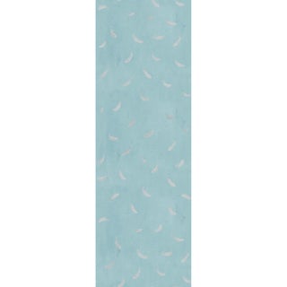 Sample - Large Scale, Feathers (var. 2) Wallpaper by Paule Marrot in Blue For Sale