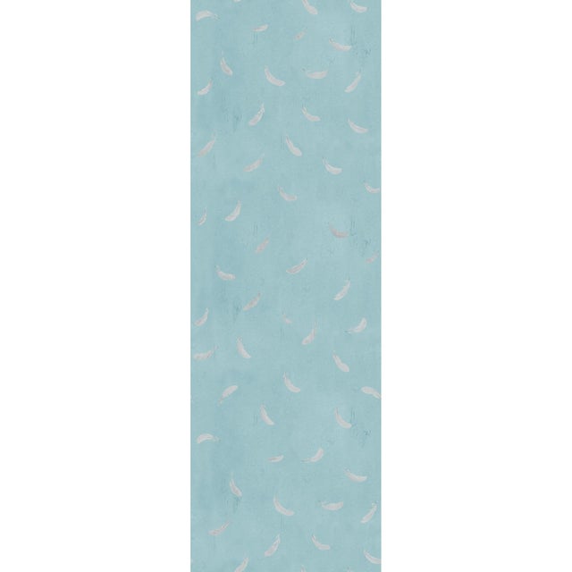 Sample - Large Scale, Feathers (var. 2) Wallpaper by Paule Marrot in Blue For Sale