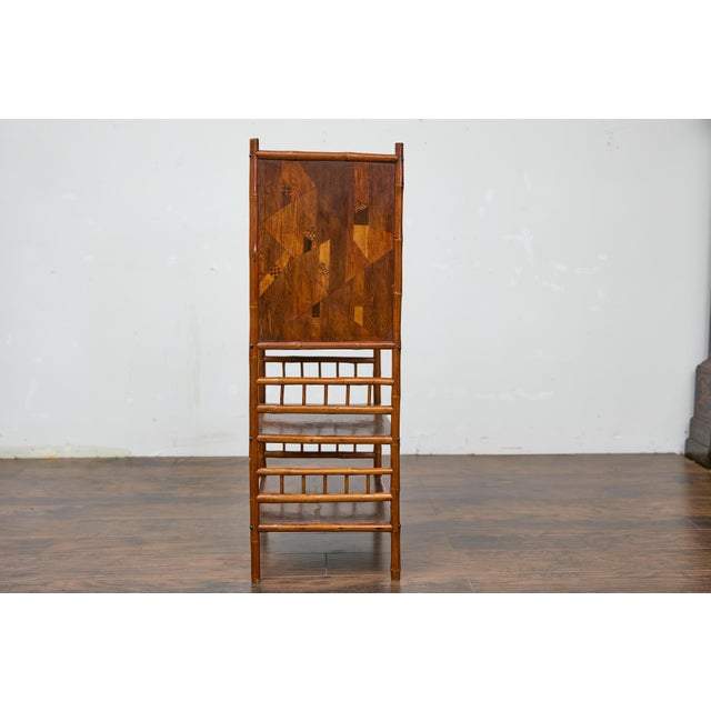 19th Century English Bamboo Cabinet with Parquetry Door and Shelves For Sale - Image 9 of 12