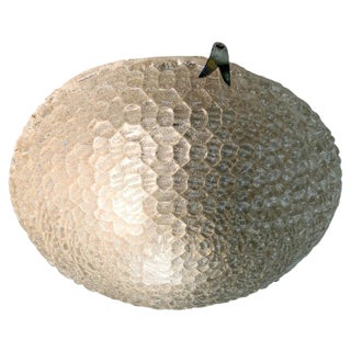 Large Mid-Century Textured Glass Flush Mount Ceiling Lamp from Hustadt Leuchten, 1970s For Sale