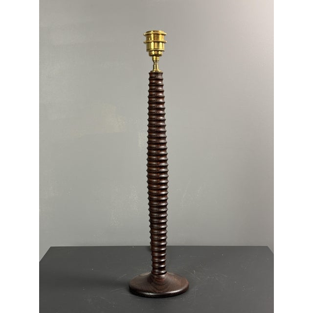 Mid-Century Modern Mid-Century French Turned Wood Table Lamps in the style of Charles Dudouyt, 1970s, Set of 2 For Sale - Image 3 of 11
