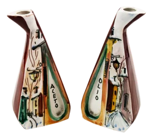 Mid-Century Ceramic Vinegar & Oil Container, 1950s, Set of 2