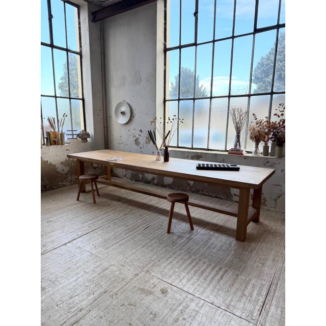 Antique solid oak farmhouse table, 350 cm long. We love its size, which gives it a large, family-friendly feel. The solid...