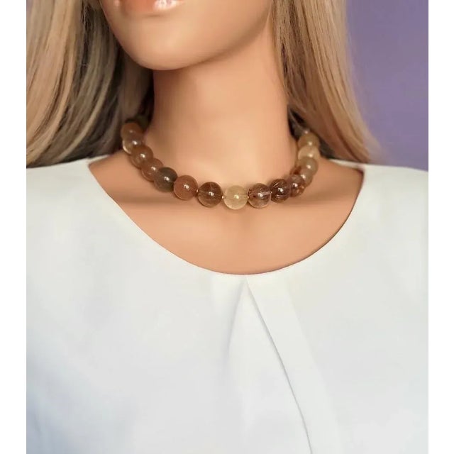 Contemporary Mix Color Rutilated Quartz Necklace For Sale - Image 3 of 7