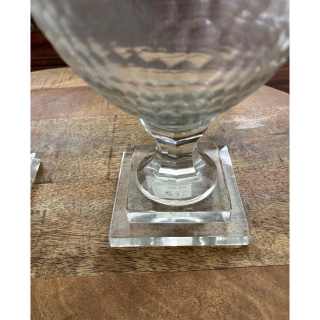 Traditional Mid Twentieth Century Molded Glass Apothecary Footed Urns For Sale - Image 3 of 8