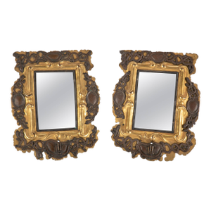 Pair of 18th Century Italian Gilt Brass and Silver Mirrors