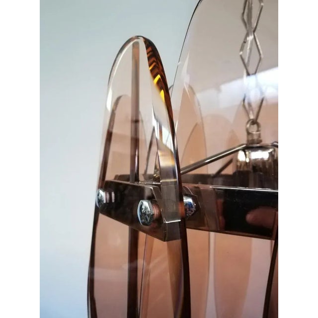 Mid-Century Modern Italian Ground Pink Glass Pendant Lamp from Veca For Sale - Image 6 of 16