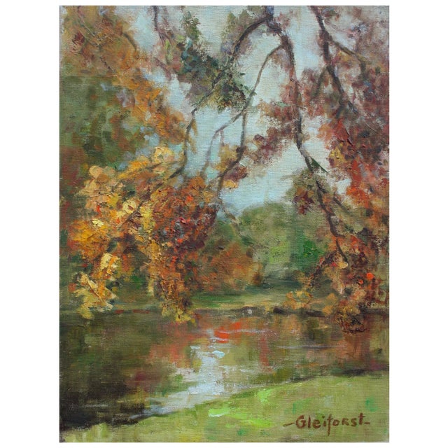 1960s 1960s Mid-Century Autumn Trees Landscape Painting by Helen Enoch Gleiforst For Sale - Image 5 of 5