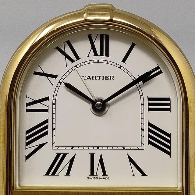 Romane 18k Gold Plated Travel and Desk Alarm Clock by Cartier, 1980s For Sale - Image 4 of 13