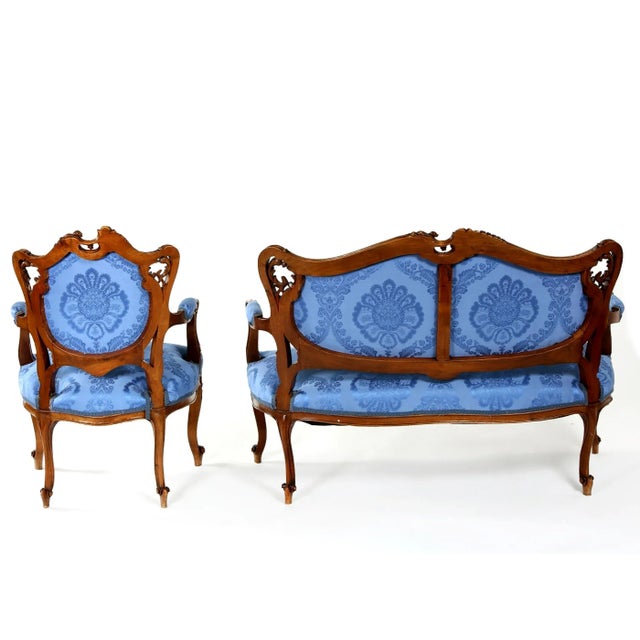 Early 20th Century French Mahogany Framed Seating Two-Piece Set - a Pair For Sale - Image 11 of 13