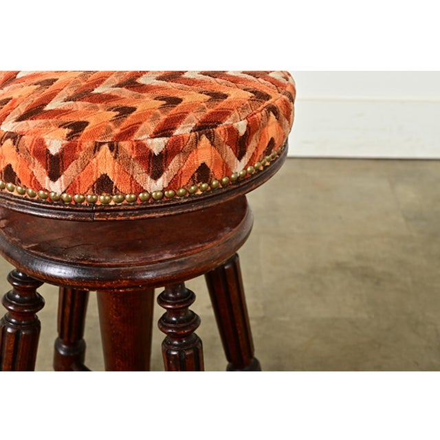 Wood French 19th Century Oak & Velvet Piano Stool For Sale - Image 7 of 9