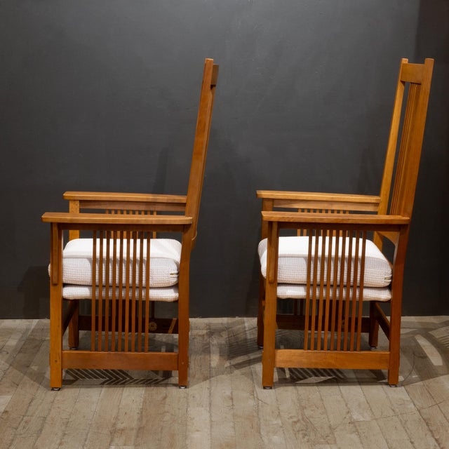 Pair Stickley Model 376 Mission Armchairs For Sale In San Francisco - Image 6 of 15
