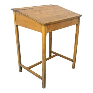 Early 20th Century Student Pine Writing Table with Slant Top, France, 1890s For Sale