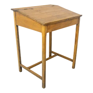 Early 20th Century Student Pine Writing Table with Slant Top, France, 1890s