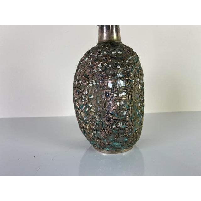 Late 20th Century Antique Chinese Export Decanter & Stopper With Silver Overlay For Sale - Image 5 of 13