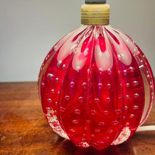 Red Vintage Cherry Red Murano Glass Table Lamp For Sale - Image 8 of 9