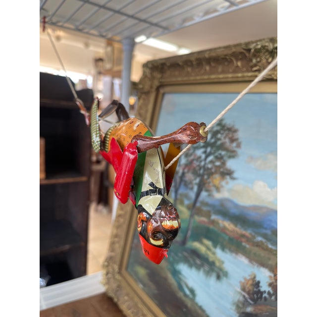 Vintage Mid-Century Tin Acrobat Monkey Toy Ms218 Made in China For Sale - Image 10 of 13