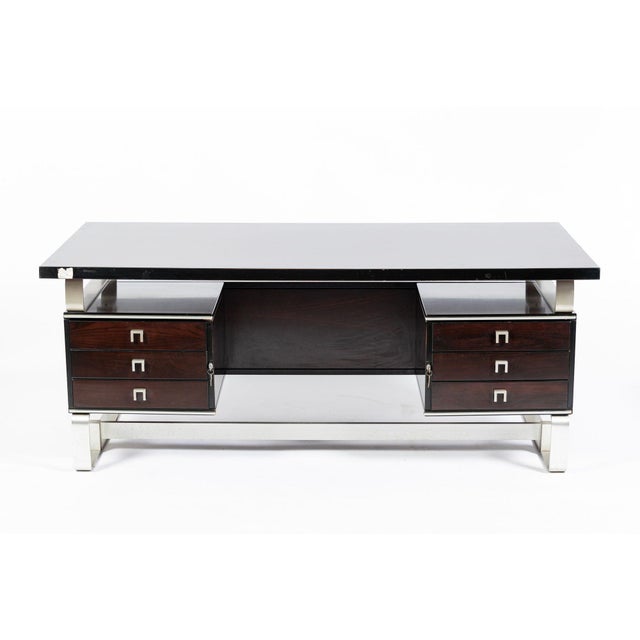 Postmodern Italian Rosewood and Metal Writing Desk by Abbondinterni, 1970s For Sale - Image 18 of 18