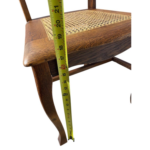 Solid Wood Antique Oak Dining Chairs With Cane Seats Set of 5 — Antique, P. Derby Boston Label For Sale - Image 11 of 11