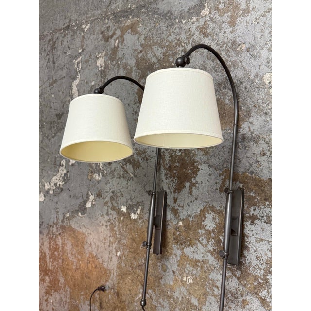 Modern Pottery Barn Modern Adjustable Arc Plug-in Sconces, Pair For Sale - Image 3 of 12