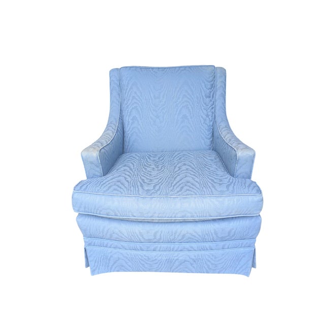 Vintage Custom Upholstered Blue Club Chair- A Pair For Sale - Image 12 of 18