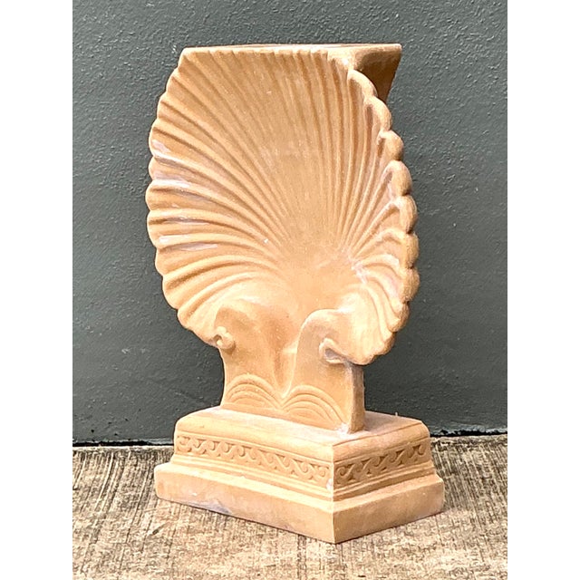 Vintage Eco-Plaster Clam Shell Console Pedestal For Sale - Image 11 of 12