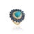 VR Jewels 14k Yellow Gold 8.41ct Turquoise, Blue Sapphire & Diamond Floral Art Deco Ring Size 6.5 For Sale - Image 4 of 18