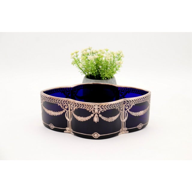 Metal Blue Glass Candy Box For Sale - Image 7 of 7