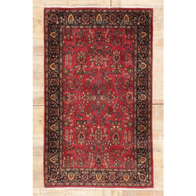 Vintage Indian Sarouk Rug, 03'09 X 06'02 For Sale - Image 9 of 10