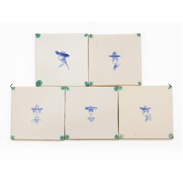Individually painted cowboy portrait ceramic tile hand-made in Philadelphia with clay mined from BDDW's Frankford clay...