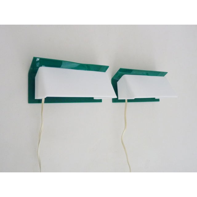 Scandinavian Green and White Shutter Wall Sconces. 1980s, Set of 2 For Sale - Image 10 of 10