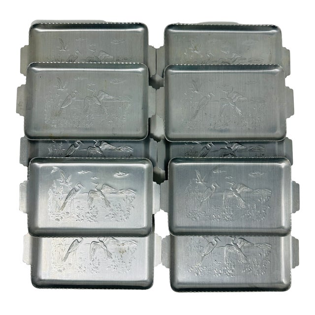 1930's Metal Serving Trays Herons in Their Natural Habitat a Set of 10