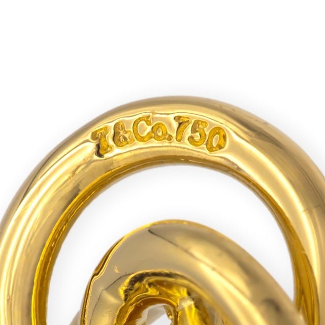 Contemporary Tiffany & Co. 18k Yellow Gold Three Hoop Diamond Pendant Vintage 2000s For Sale - Image 3 of 5