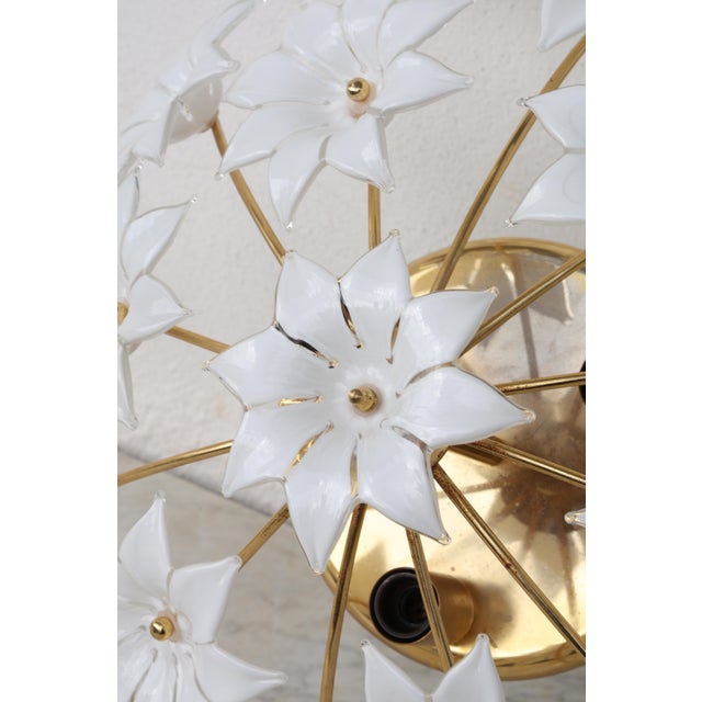 White 1970s Wonderful Murano Ceiling Light White Flowers For Sale - Image 8 of 15