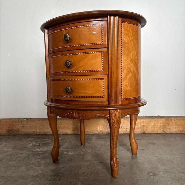 Small Louis XV Style Chest of 3 Drawers with Inlays For Sale - Image 3 of 12