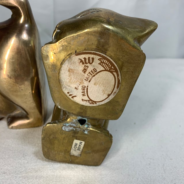 Mid Century Modern Brass Cat Bookends - Pair For Sale In Chicago - Image 6 of 6