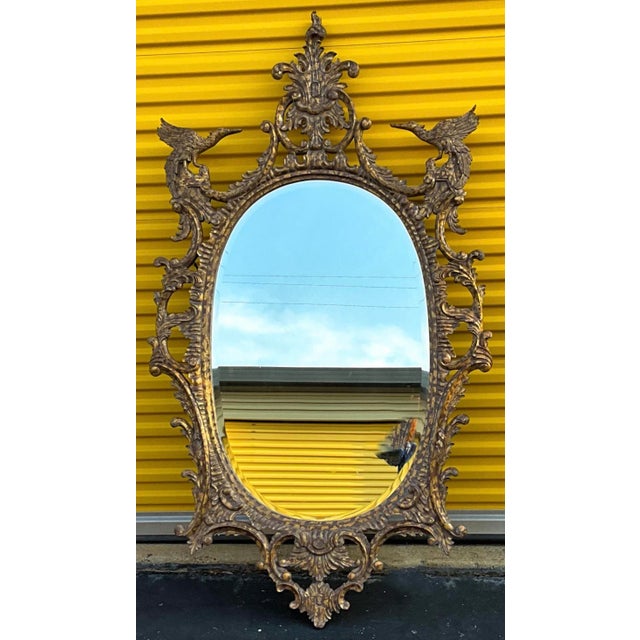 Monumental Chinese Chippendale Style Gilded Faux Tortoise Mirror by La Barge For Sale - Image 11 of 11