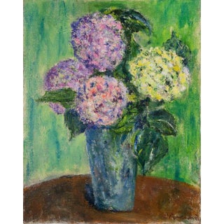 Pino Romanò, Anna's Hydrangeas, Oil Painting, 2000 For Sale
