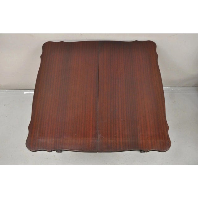 Wood Antique Georgian Chippendale Mahogany Convertible Flip Top Console Game Table For Sale - Image 7 of 12