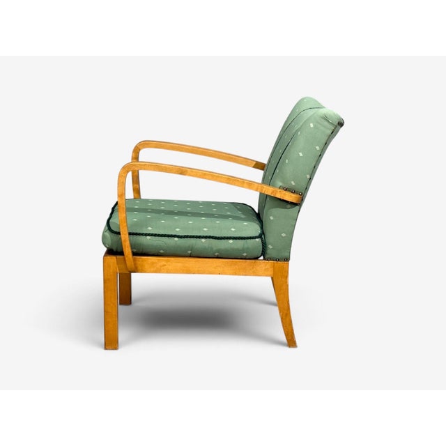 Wood Swedish Modern, Lounge Chairs, Hardwood, Fabric, Sweden, 1940s For Sale - Image 7 of 11