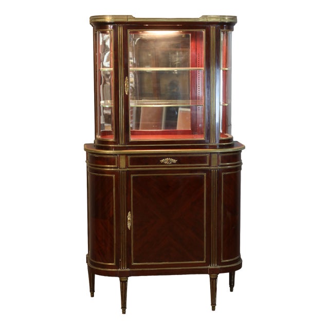 Louis XVI Style Mahogany Display Cabinet For Sale