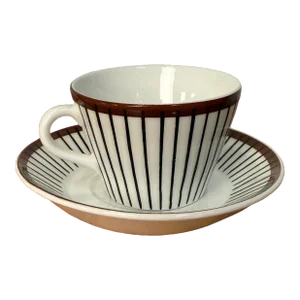 Stig Lindberg "Spisa Ribb" Coffee Cup With Saucer Gustavsberg Sweden